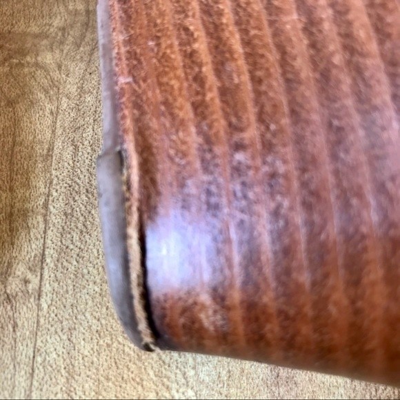 TORY BURCH Peep Toe Wedge Pump Sally 2 Leather Heels Tan Gold Shoes - Picture 9 of 14